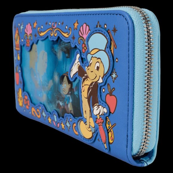 Loungefly Disney Pinocchio Wallet Lenticular Blue Fairy Zip Around Wristlet - Picture 6 of 6
